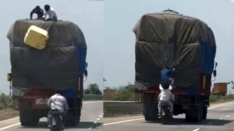 3 Men on Bike Steal from Moving Truck in Bollywood Style, Madhya Pradesh Police Reacts